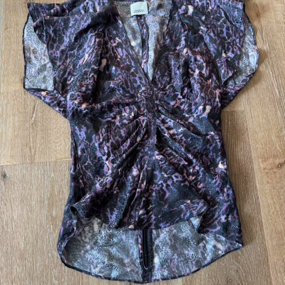 ISABEL MARANT Dark Plum Lonea Blouse Size 36 /‎ US Size S